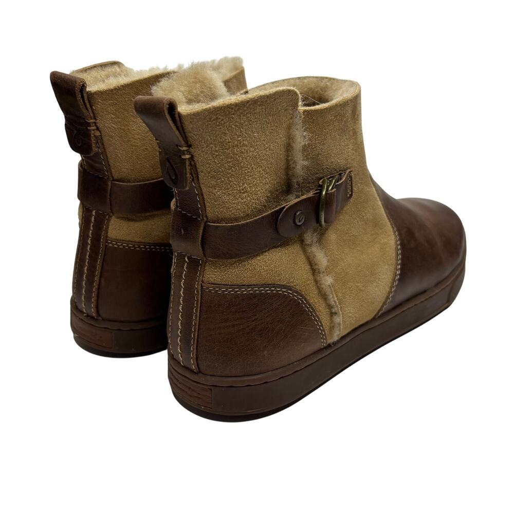 OluKai Pehuea Hulu Women’s Shearling Lined Leather Ankle Boots Brown Size 11 - Picture 8 of 13